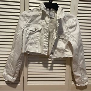 cropped white jean jacket